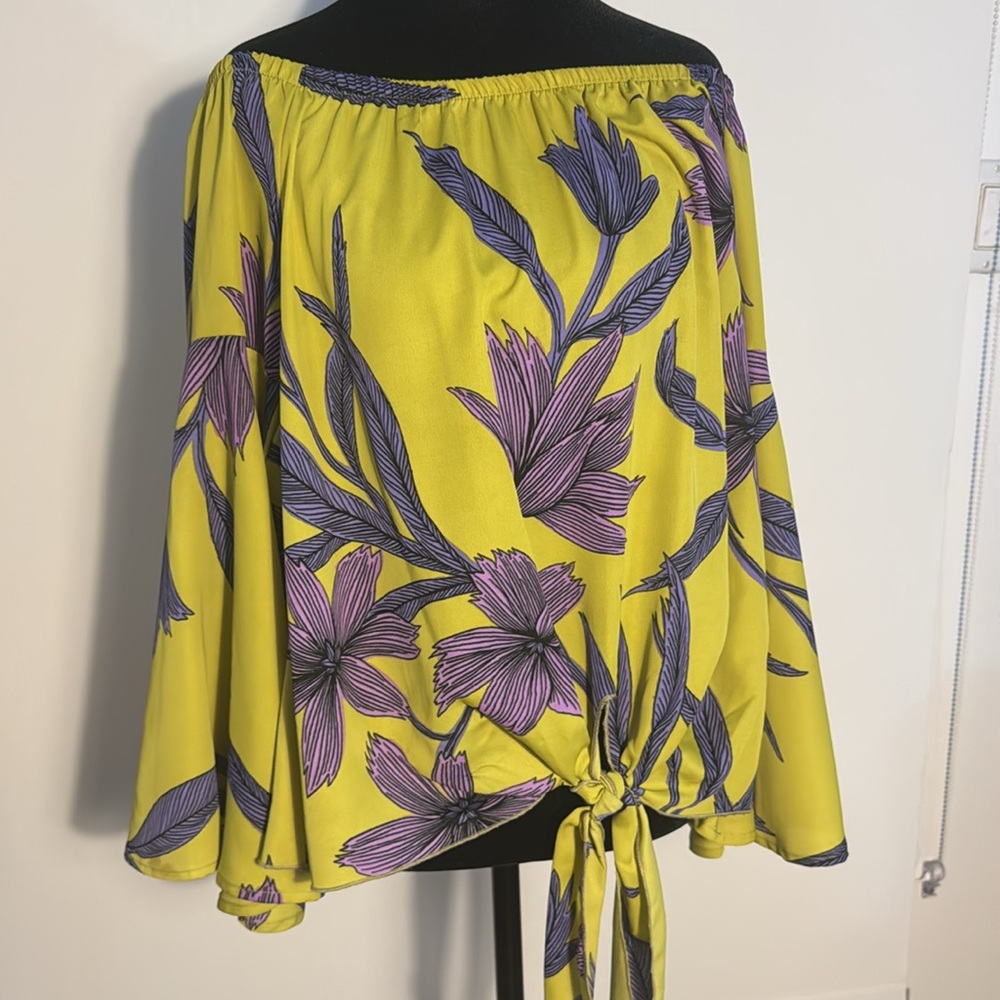 Tyche Vibrant Green Tie Front Crop Blouse